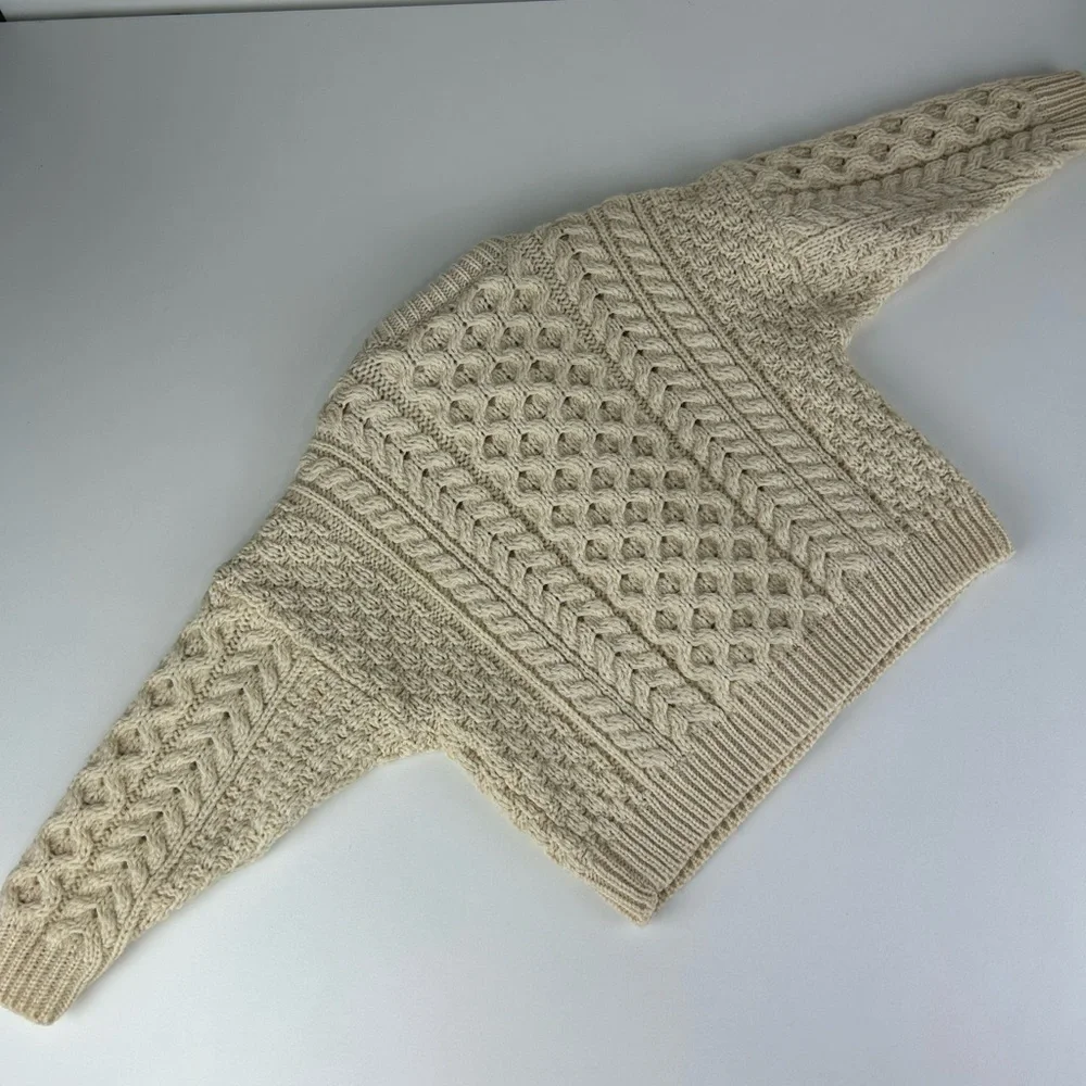 CREAM IVORY COLOR CARRAIG DONN ARAN NEW WOOL TODDLER SMALL SWEATER